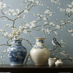 Floral Still Life with Ceramic Vases