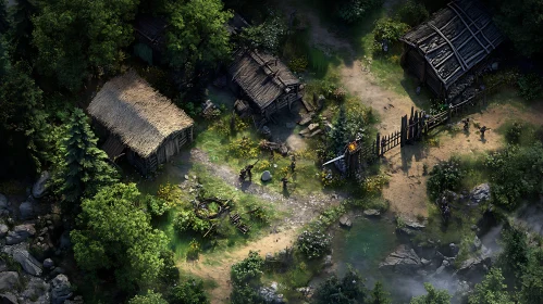 Aerial View of Forest Settlement