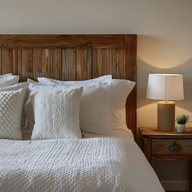 Cozy Bedroom with Wooden Headboard