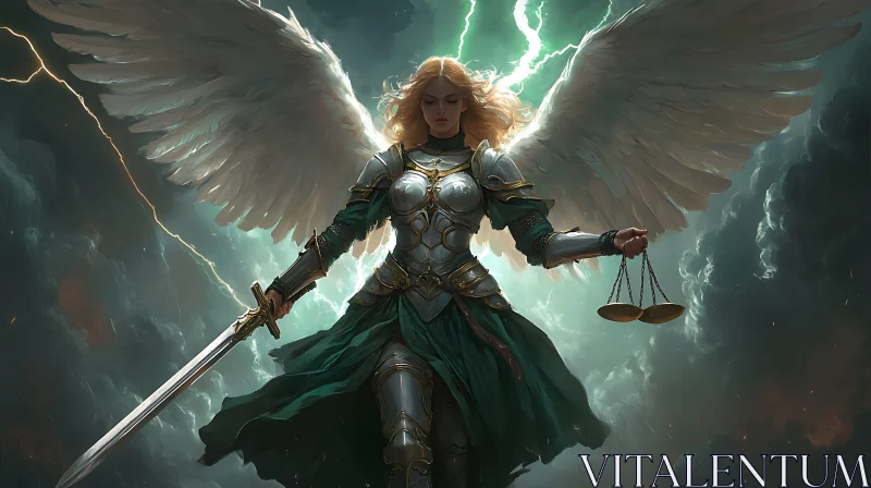 Winged Warrior with Sword and Scales