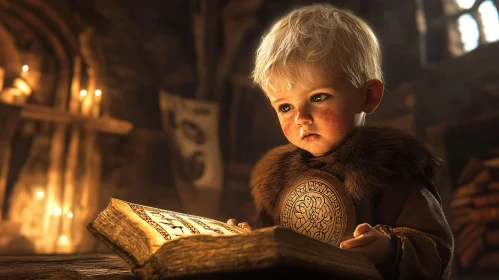 Young Reader in Ancient Setting