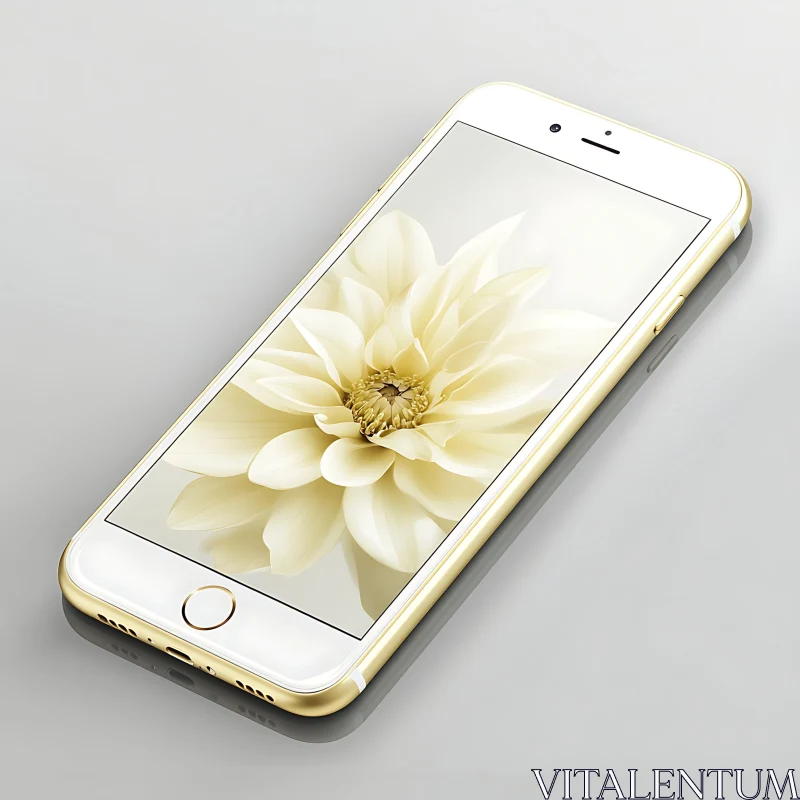 AI ART White Flower on Mobile Screen