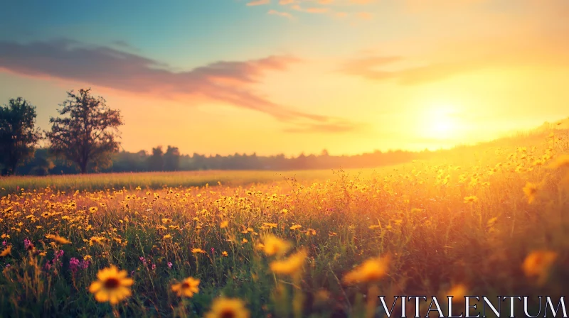 Golden Meadow Sunset Serenity