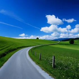 Lush Green Landscape with Winding Road