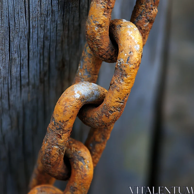 Detailed View of a Rusty Chain