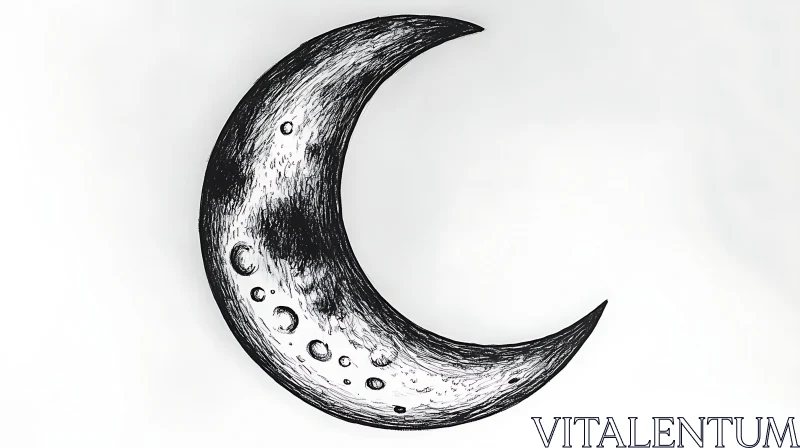 Detailed Lunar Crescent Drawing