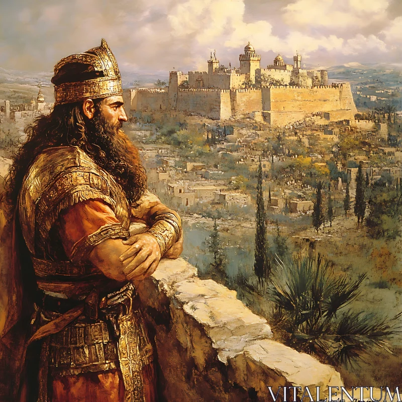 Pensive Monarch Overlooking Ancient City