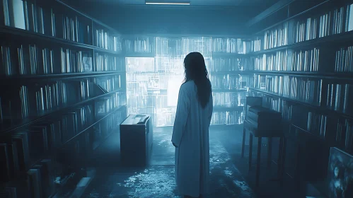 Ghostly Woman in Library