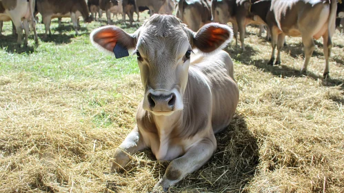 Resting Cow in Field
