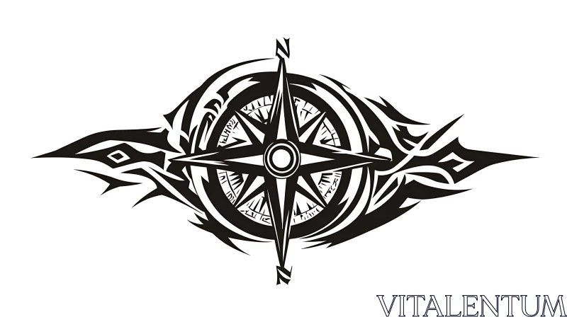 Compass Tattoo with Tribal Patterns