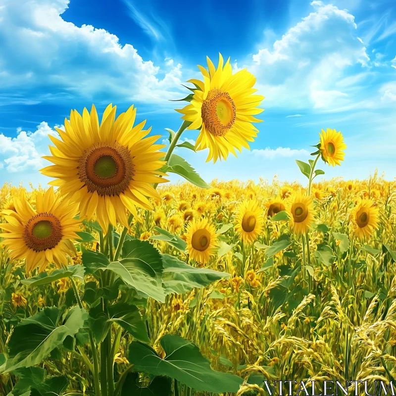 AI ART Vibrant Sunflower Meadow on Sunny Day