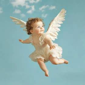 Infant Angel with Wings Floating