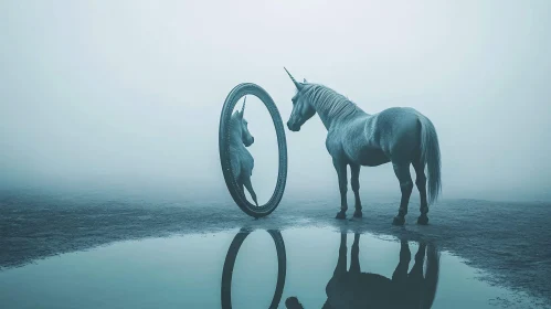 Unicorn Gazing at Mirror Image