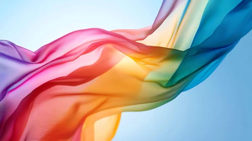 Colorful Sheer Fabric Against Blue Sky