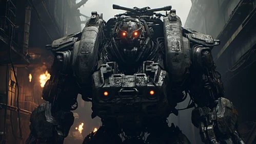 Metallic Giant with Glowing Eyes