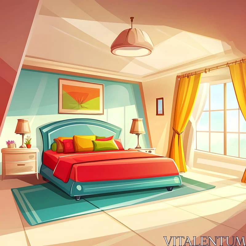 Cozy Cartoon Bedroom Scene