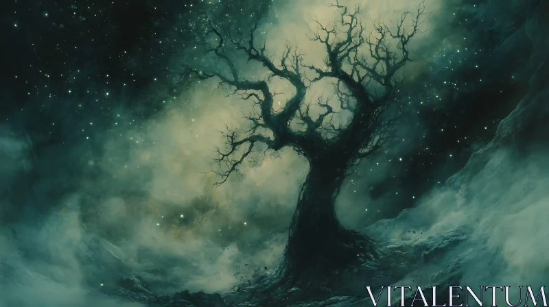 Night Tree Silhouette Landscape