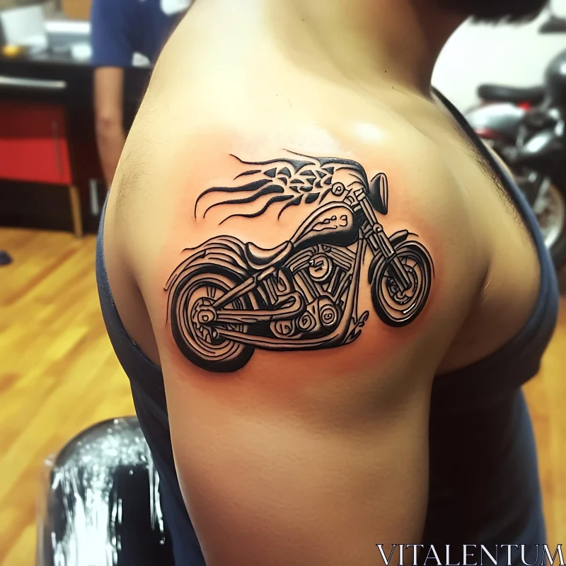 Black Ink Motorcycle Tattoo Art