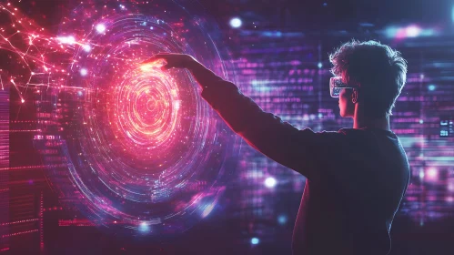 Virtual Reality Interface: Glowing Data Stream