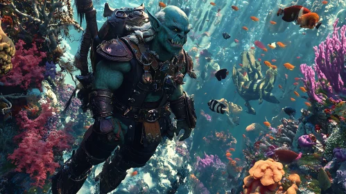 Fantasy Orc in Coral Reef