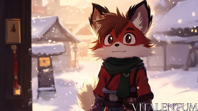 Winter Fox Anime Illustration