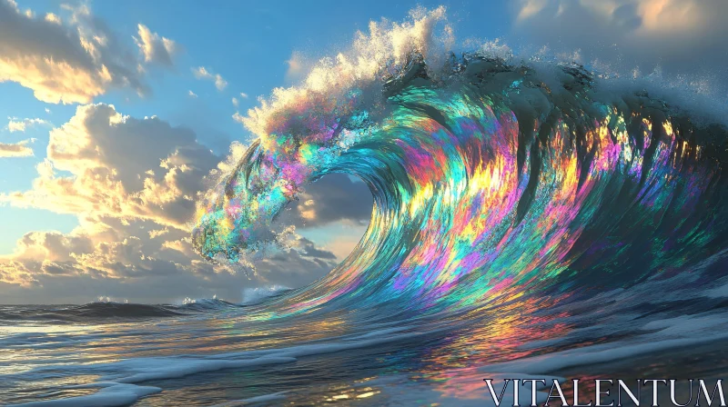 Colorful Ocean Wave at Sunset
