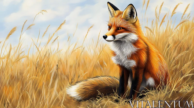 Fox Portrait in Tall Grass