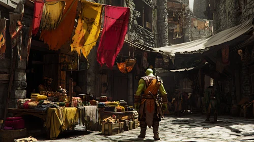 Fantasy Market with Orc Character