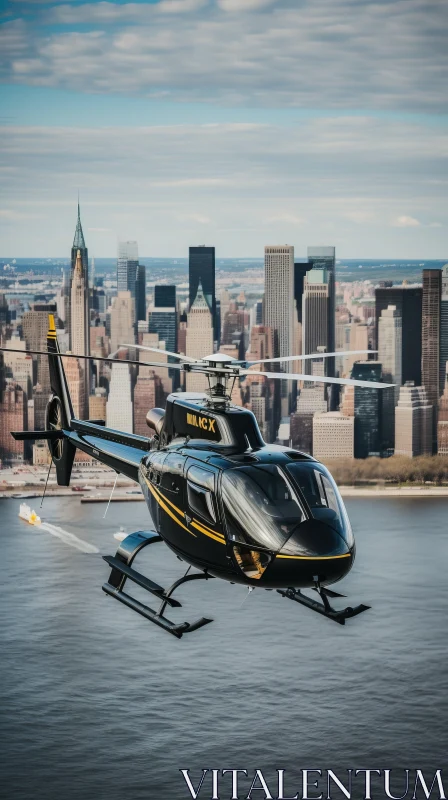 Captivating Helicopter Over New York City - A Masterpiece of Engineering and Design AI Image