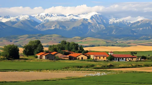 Idyllic Village in Mountain Valley