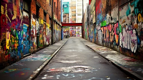 Colorful Graffiti in a City Alley