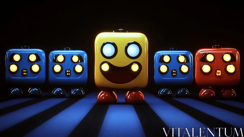 AI ART Colorful Robot Ensemble