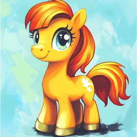 Cartoon Pony with Fiery Mane