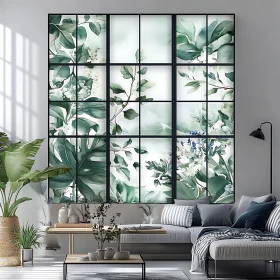 Green Leaves Interior Design Wall Art
