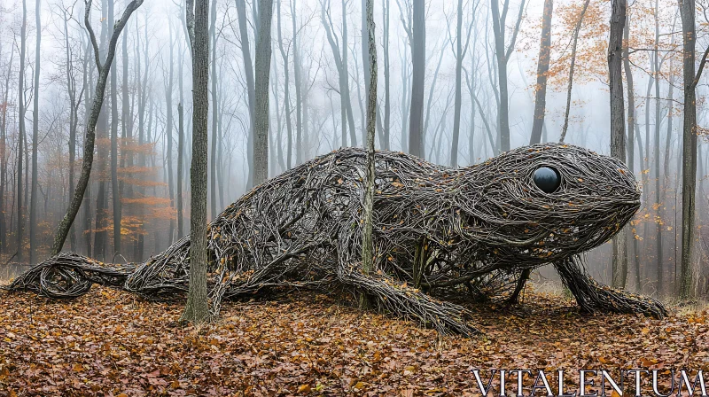 Woven Reptile Art in Autumn Woods