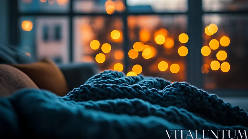 Warm Blanket with Bokeh Lights AI Image