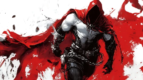 Enigmatic Figure in Crimson Cloak