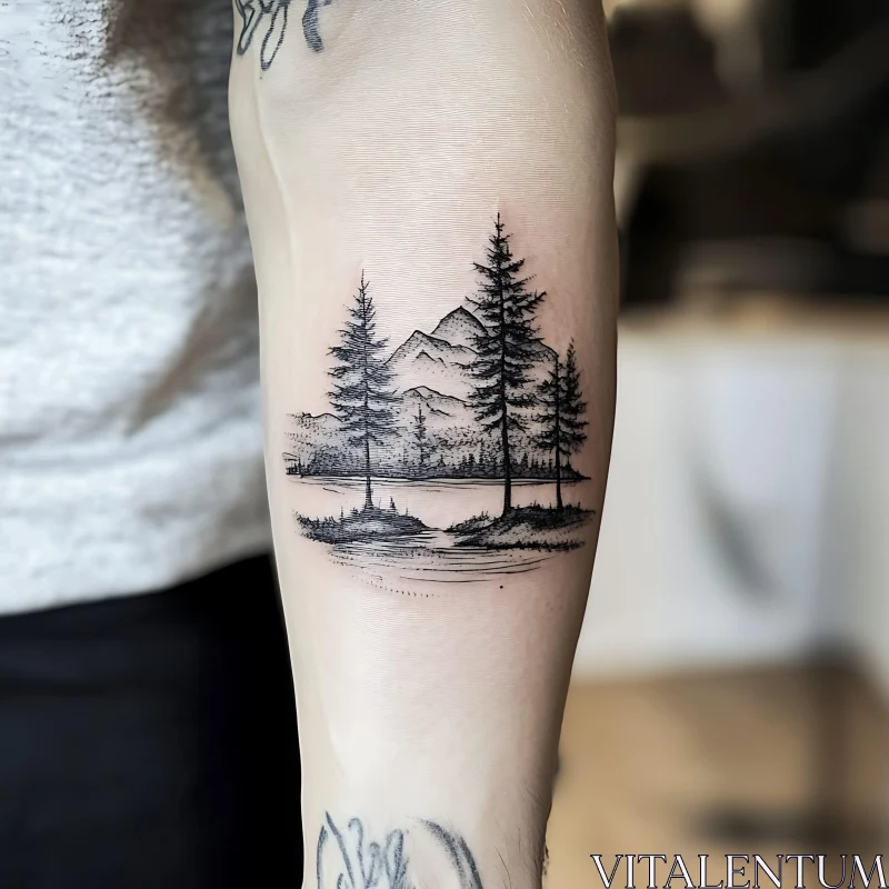 Serene Nature Scene Tattoo AI Image