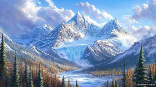 Majestic Snowy Mountains and Tranquil Valley