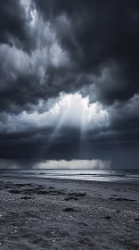 Dramatic Cloudscape Over an Isolated Shore