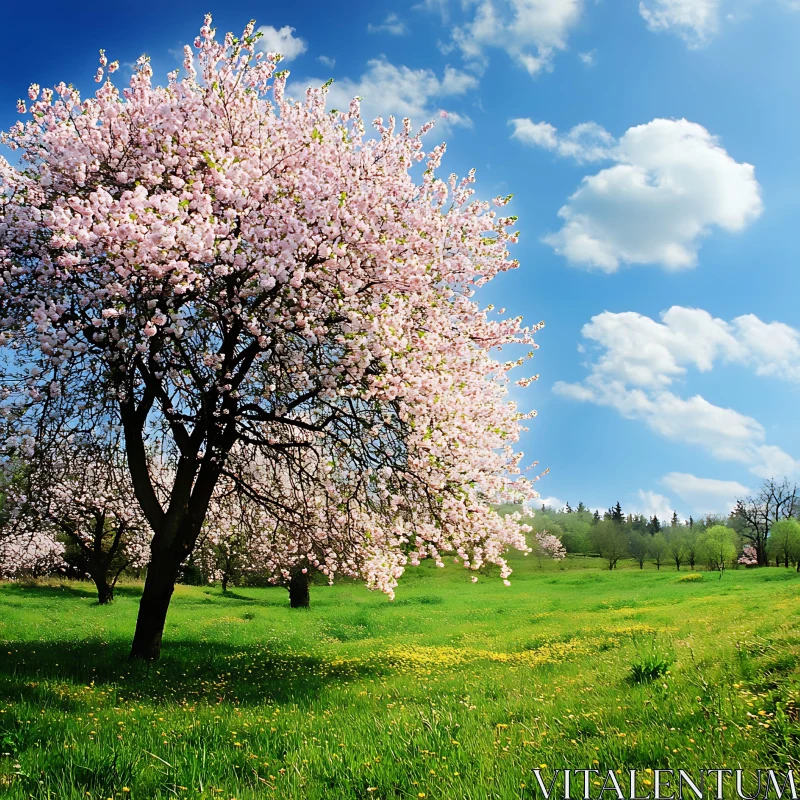 AI ART Spring Blossom Meadow Landscape