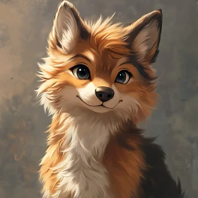 Cartoon Fox with Warm Fur and Gentle Eyes