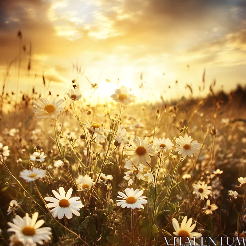 Daisies at Sunset AI Image