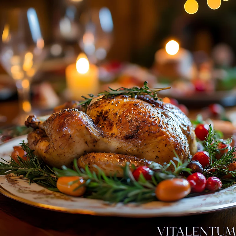 AI ART Festive Roasted Chicken with Rosemary and Cranberries