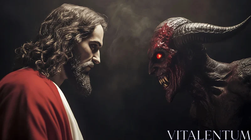 AI ART The Ultimate Face-Off: Jesus vs Devil