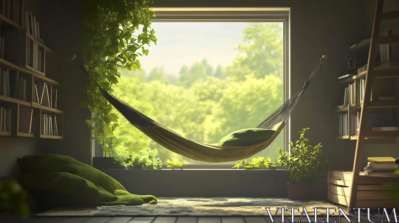 Hammock Relaxation with Greenery AI Image