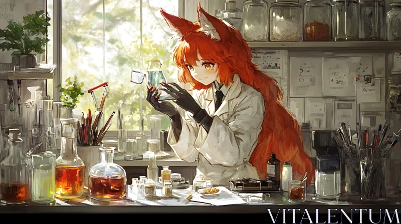 Anime Fox Girl Potion Experiment AI Image