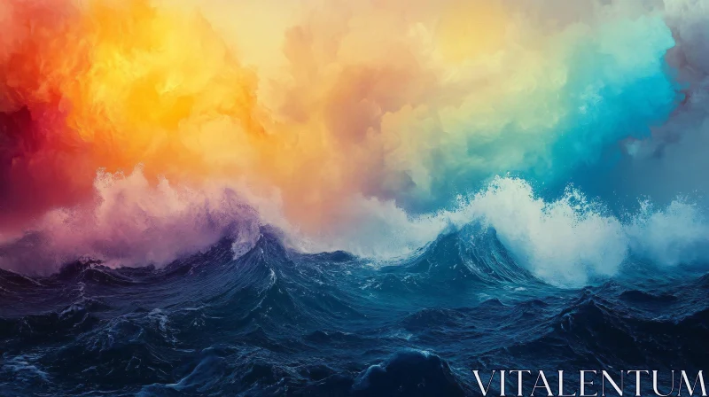 AI ART Colorful Sky and Ocean Waves