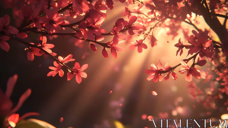 Serene Cherry Blossom in Sunlit Glory AI Image