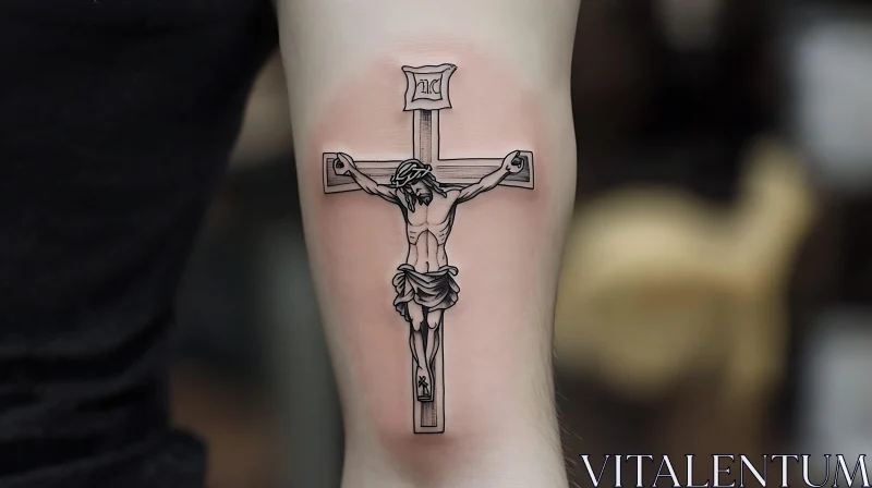 Detailed Religious Cross Tattoo with Jesus AI Image